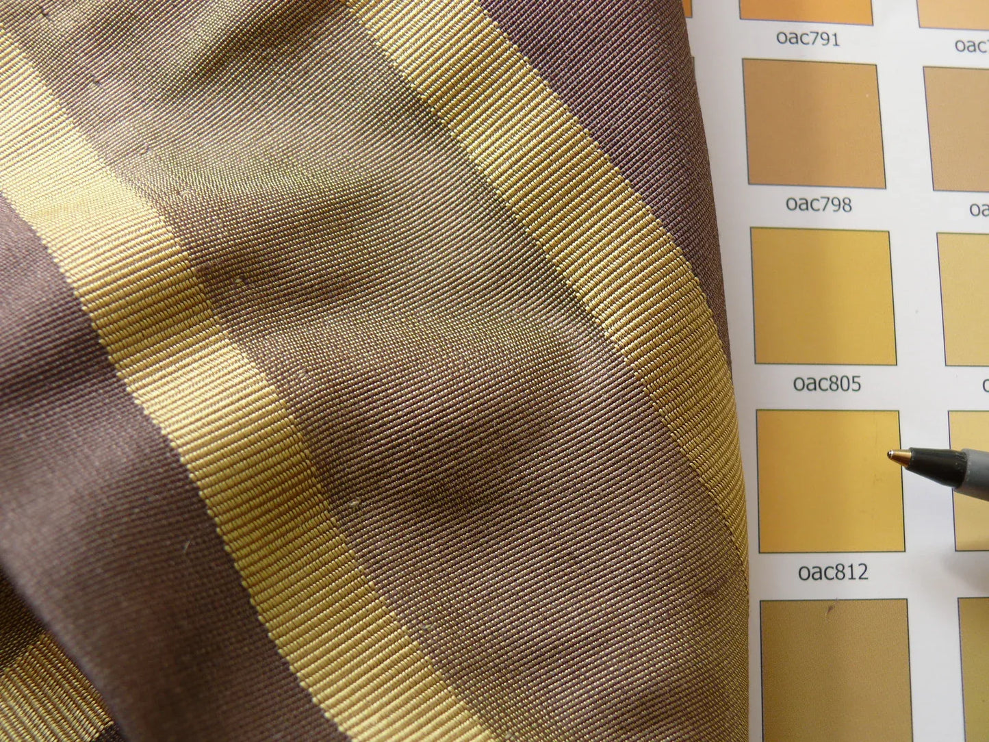 Coraggio Textile Fabric 3yard from Italy Highest Quality Silk Wide Stripe Green Brown Gold MSRP USD 300+/yard
