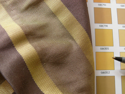 Coraggio Textile Fabric 3yard from Italy Highest Quality Silk Wide Stripe Green Brown Gold MSRP USD 300+/yard