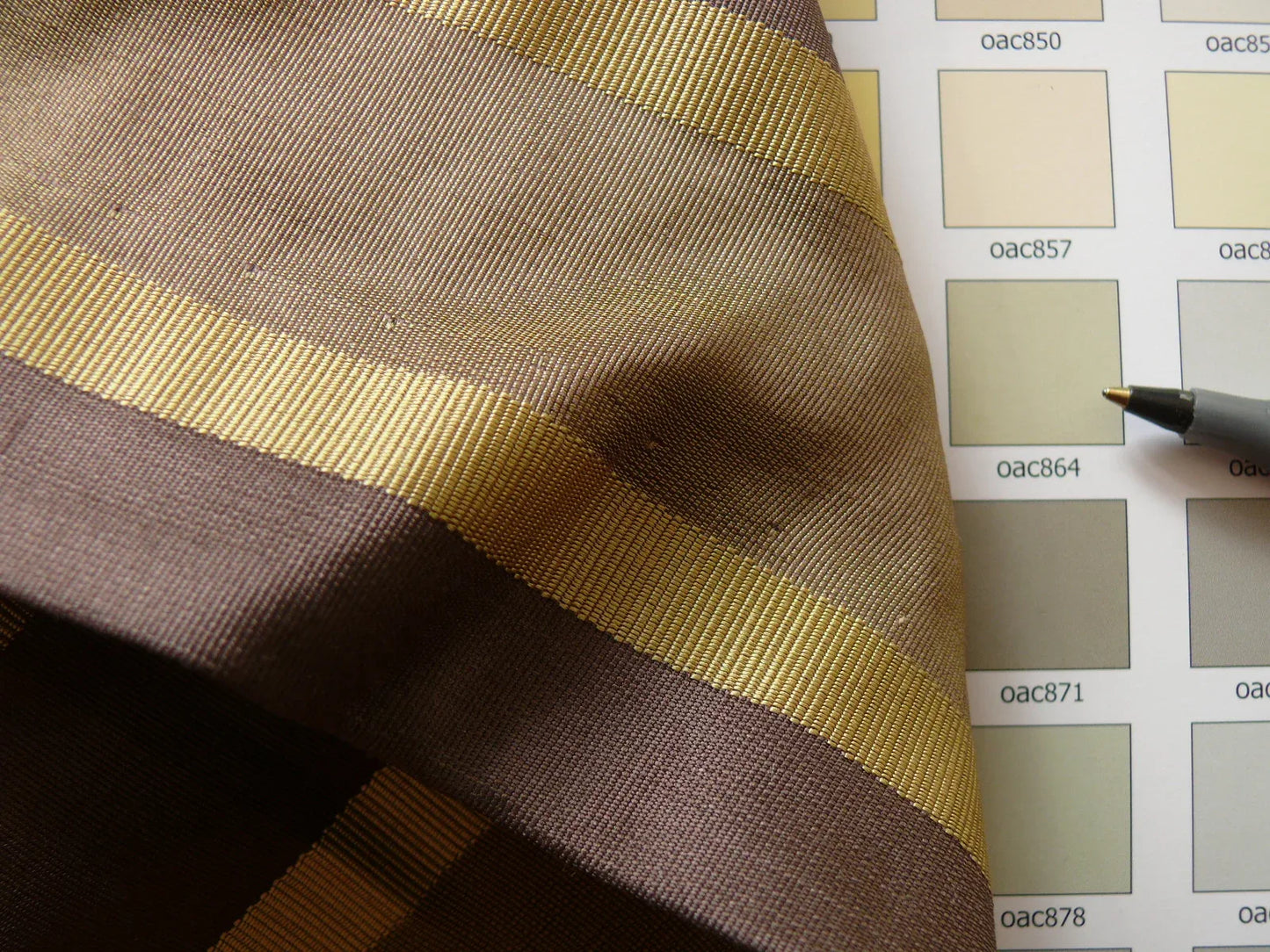 Coraggio Textile Fabric 3yard from Italy Highest Quality Silk Wide Stripe Green Brown Gold MSRP USD 300+/yard