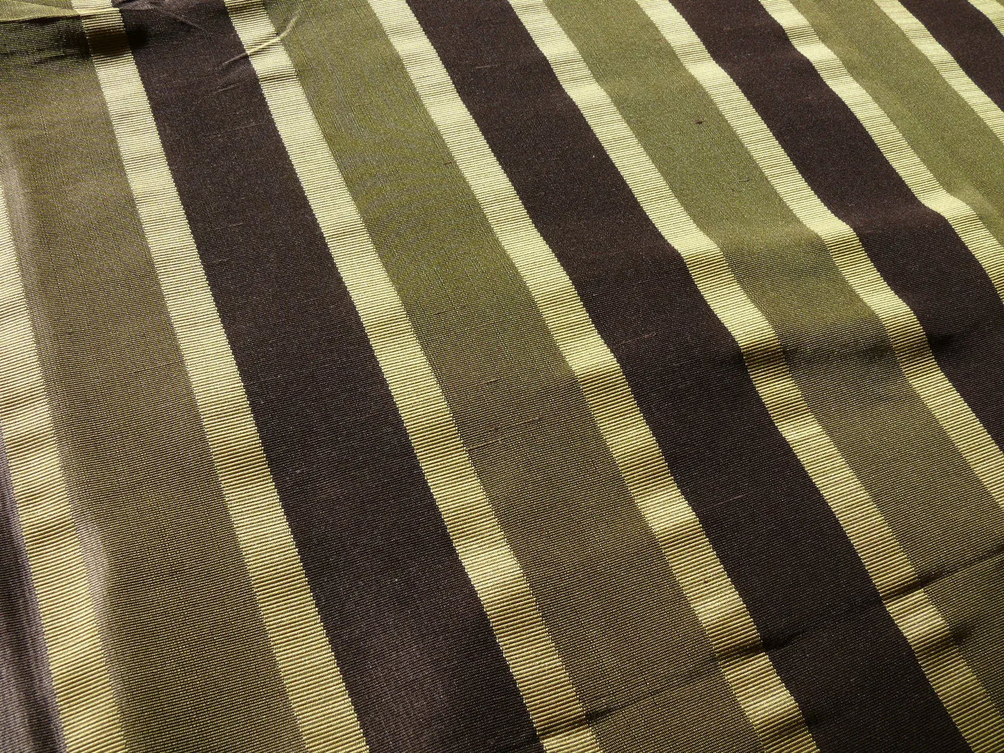 Coraggio Textile Fabric 3yard from Italy Highest Quality Silk Wide Stripe Green Brown Gold MSRP USD 300+/yard