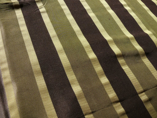 Coraggio Textile Fabric 3yard from Italy Highest Quality Silk Wide Stripe Green Brown Gold MSRP USD 300+/yard