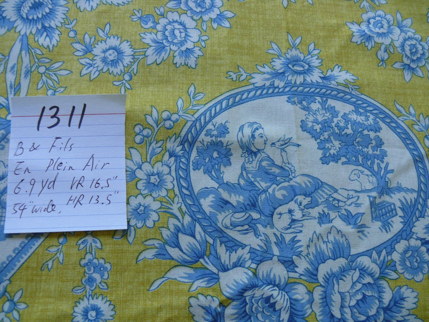 Brunschwig and Fils En Plein Air French Country Print Blue Birds Animals Yellow Bty