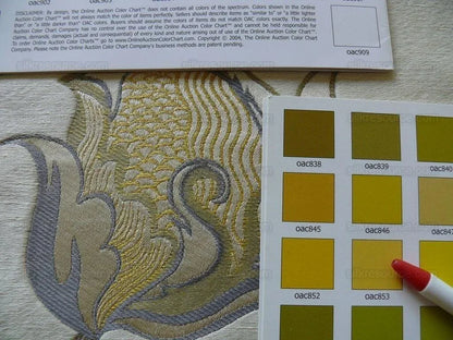 By Yard Designer Silk &amp; Linen Grande Spectacular Blue White Gold Tree MSRP USD 300+/Y