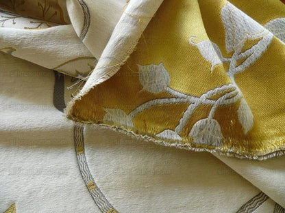 By Yard Designer Silk &amp; Linen Grande Spectacular Blue White Gold Tree MSRP USD 300+/Y