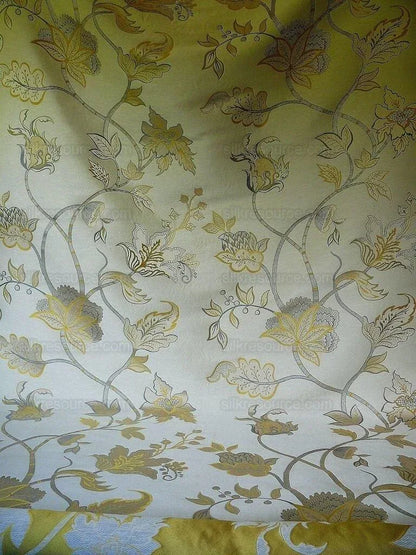 By Yard Designer Silk &amp; Linen Grande Spectacular Blue White Gold Tree MSRP USD 300+/Y