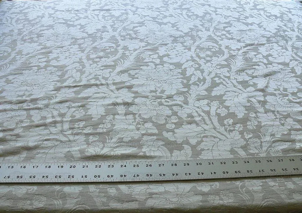 By Yard Ralph Lauren Clarissa Silk+linen Damask Pearl Snow White Mspr$311/y #1328