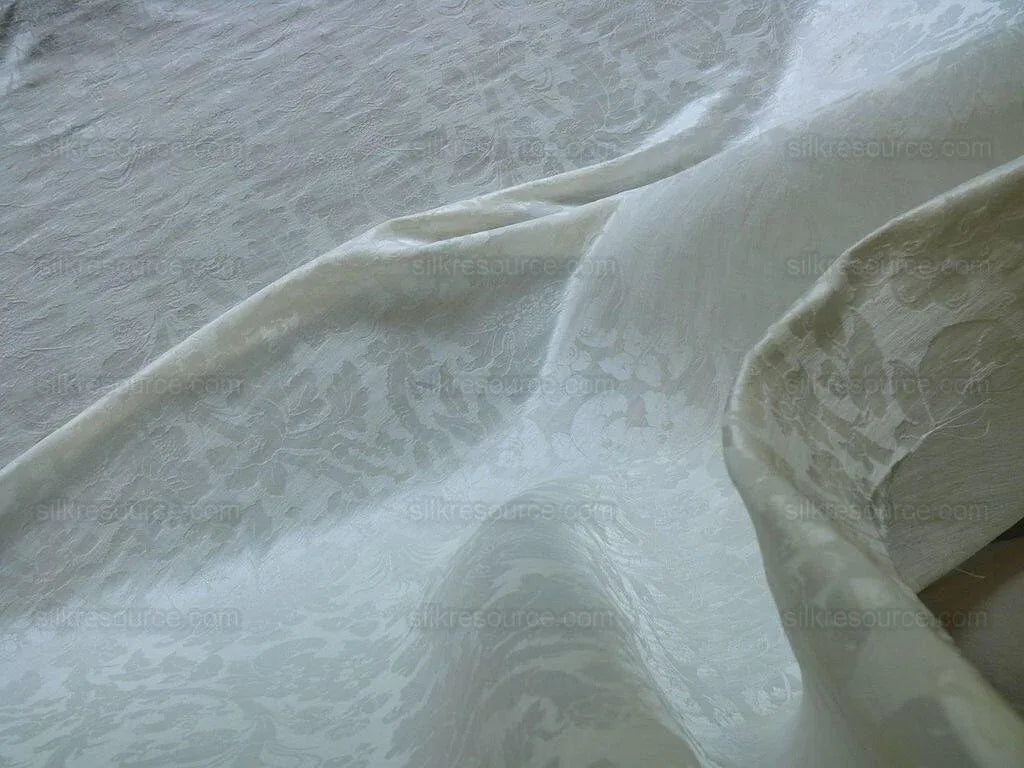 By Yard Ralph Lauren Clarissa Silk+linen Damask Pearl Snow White Mspr$311/y #1328