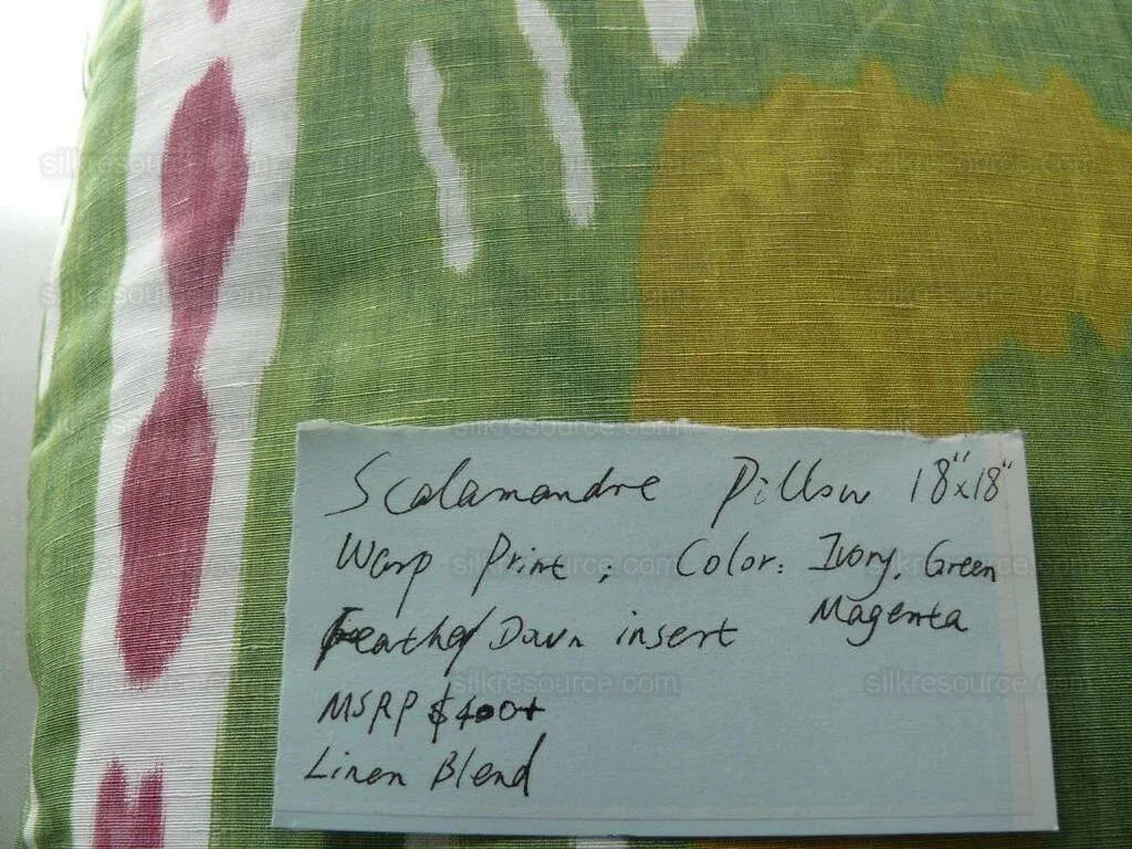 Scalamandre Linen Blend Print Pillow 18"x18" MSRP USD 400+