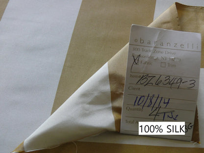 4.125Y Scalamandre Silk Tafetta  White and Taupe Stripe A15G MSRPUSD 460/y