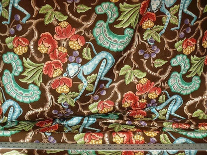 By Yard Clarence House Olana Monkey Tropical Print Linen Brown #1384
