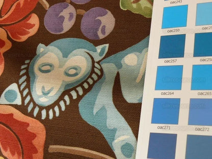 By Yard Clarence House Olana Monkey Tropical Print Linen Brown #1384