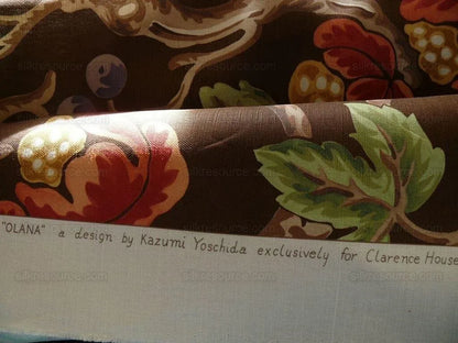 By Yard Clarence House Olana Monkey Tropical Print Linen Brown #1384