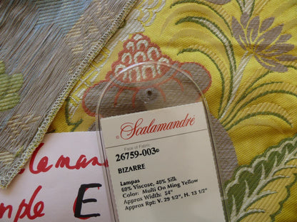 Scalamandre Neoclassical Bizarre Silk Lampas Multi on Ming Yellow MSRP$800+Y E50