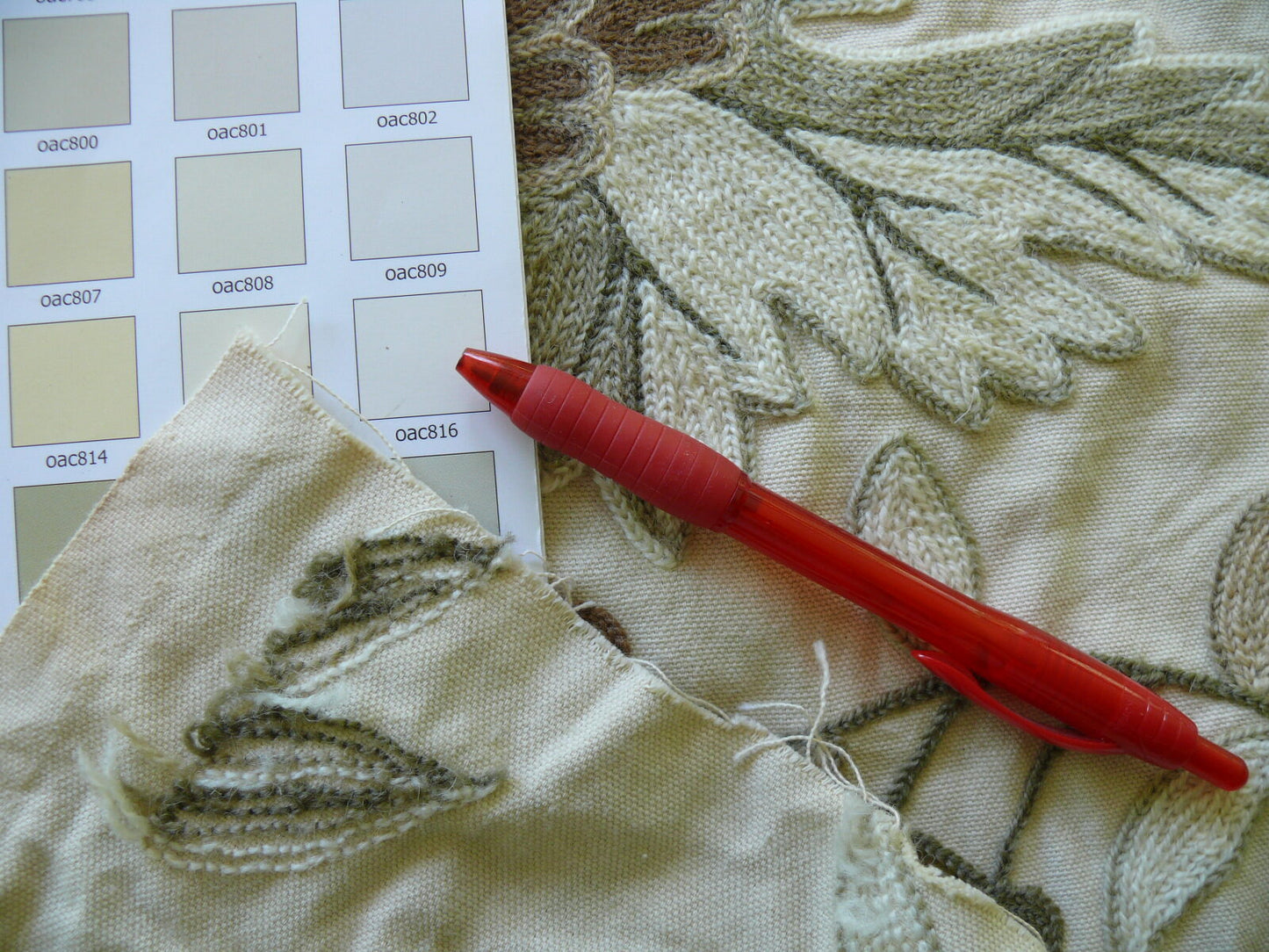 Scalamandre Antoine Natural and White Wool Crewel on Cotton Embroidery 1Y++ MSRP USD 338/Y