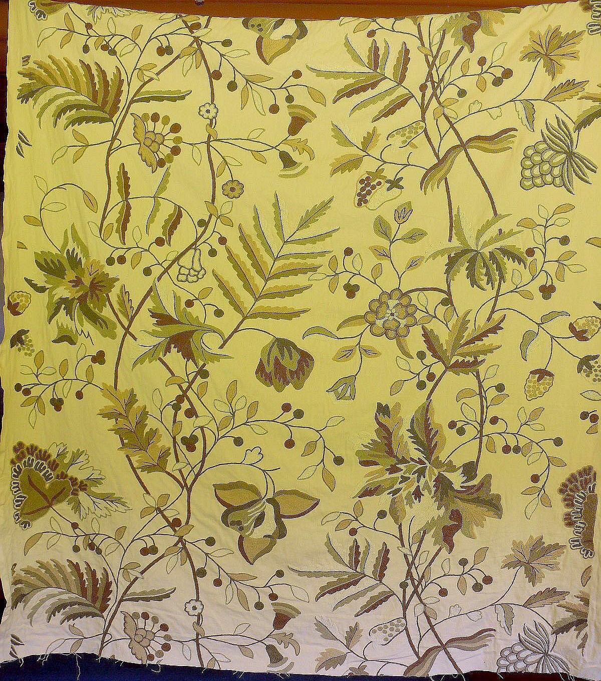 Scalamandre Antoine Natural and White Wool Crewel on Cotton Embroidery 1Y++ MSRP USD 338/Y