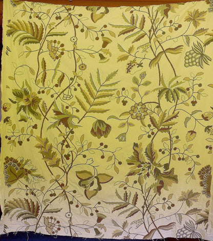 Scalamandre Antoine Natural and White Wool Crewel on Cotton Embroidery 1Y++ MSRP USD 338/Y