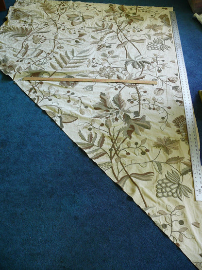 Scalamandre Antoine Natural and White Wool Crewel on Cotton Embroidery 1Y++ MSRP USD 338/Y