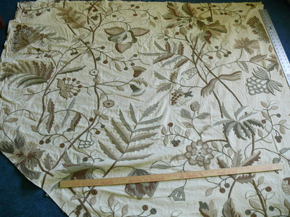 Scalamandre Antoine Natural and White Wool Crewel on Cotton Embroidery 1Y++ MSRP USD 338/Y