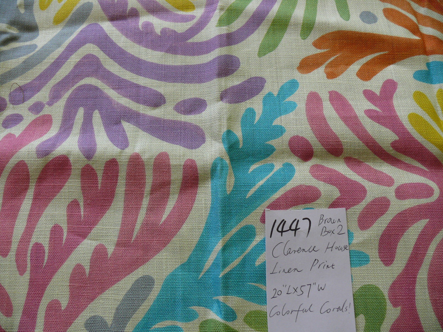 CLARENCE HOUSE " ANDROS" 100% LINEN COLORFUL CORAL 1.7Y #1446