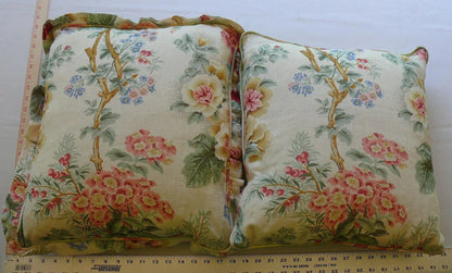 SCALAMANDRE DESIGNER PILLOWS PAIR BUCKINGHAM GARDEN LINEN MSRP$1200+