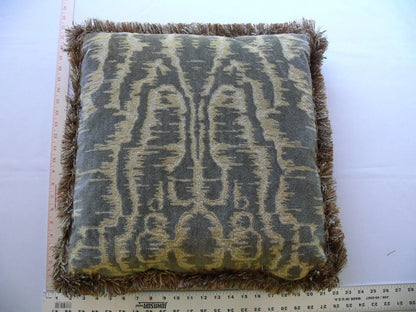 Scalamandre Pillow 21x21" Aquarius Cut Velvet Linen Moss Green MSRP USD 500