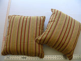 SCALAMANDRE DESIGNER 2 PILLOWS 17x17" SILK STRIPE WINE RED ROSE RED MSRP$700