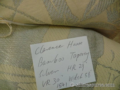 Clarence House Silver Grey White "Le Bamboo" Asian Botanical Tapestry Thick BTY #1541