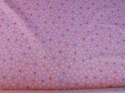 Scalamandre Neptune Multi On Pink Linen Hand Print from France Music Grass Seagull Pop Art Red Green Blue MSRP USD285/y