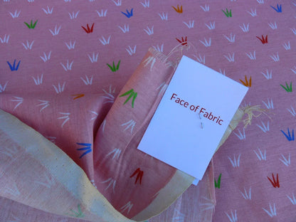 Scalamandre Neptune Multi On Pink Linen Hand Print from France Music Grass Seagull Pop Art Red Green Blue MSRP USD285/y