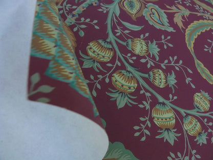 4.5y Single Roll Scalamandre James Cinnabar Old World Weavers Wallpaper Red Gold Green Jacobean Lush Flower Tree Of Life MSRP USD 180/Roll