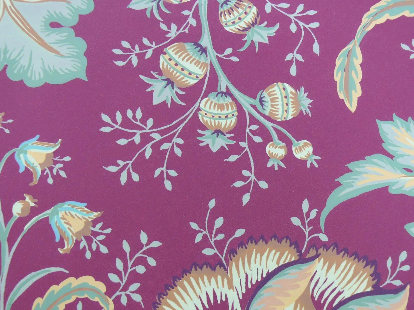 4.5y Single Roll Scalamandre James Cinnabar Old World Weavers Wallpaper Red Gold Green Jacobean Lush Flower Tree Of Life MSRP USD 180/Roll