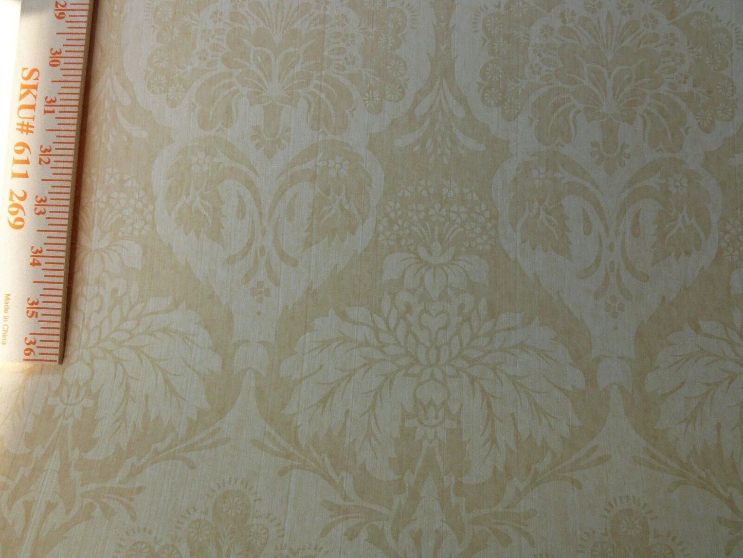 5.5y Single Roll Scalamandre Virtuoso Wheat Wallpaper Renaissance Damask MSRP USD 152