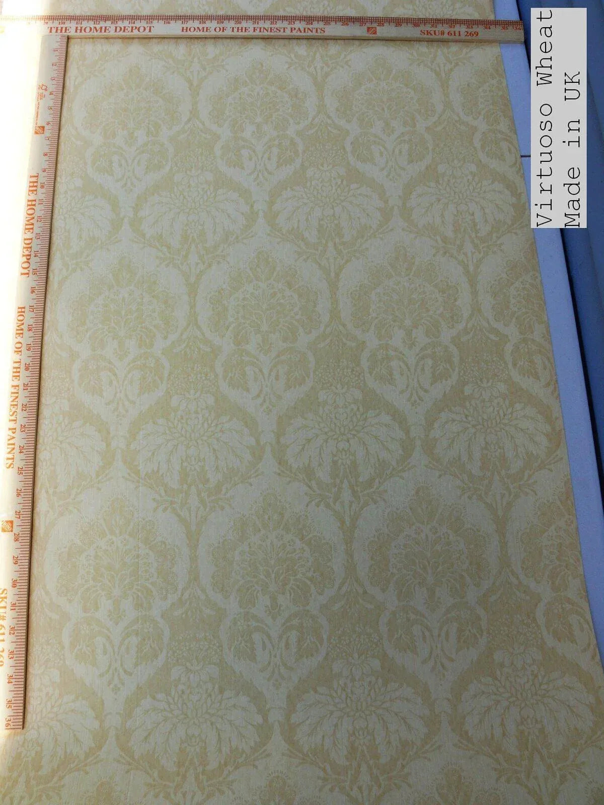 5.5y Single Roll Scalamandre Virtuoso Wheat Wallpaper Renaissance Damask MSRP USD 152