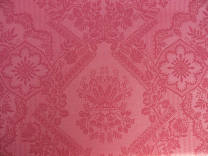 High End Wallpaper 5y Single Roll Scalamandre Lace Damask Wallpaper Red Pink Coral Renaissance Flower MSRP USD 104/Single Roll