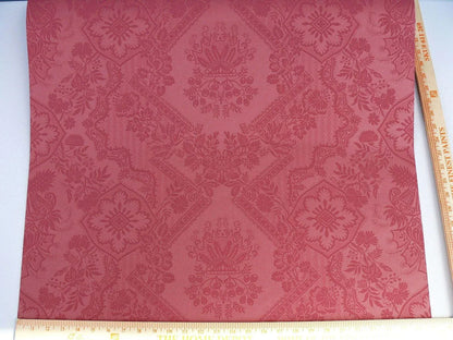 High End Wallpaper 5y Single Roll Scalamandre Lace Damask Wallpaper Red Pink Coral Renaissance Flower MSRP USD 104/Single Roll