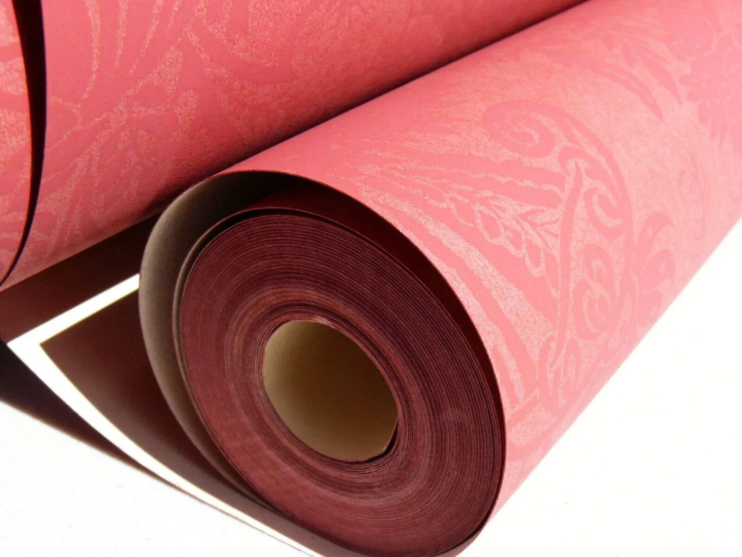 High End Wallpaper 5y Single Roll Scalamandre Lace Damask Wallpaper Red Pink Coral Renaissance Flower MSRP USD 104/Single Roll