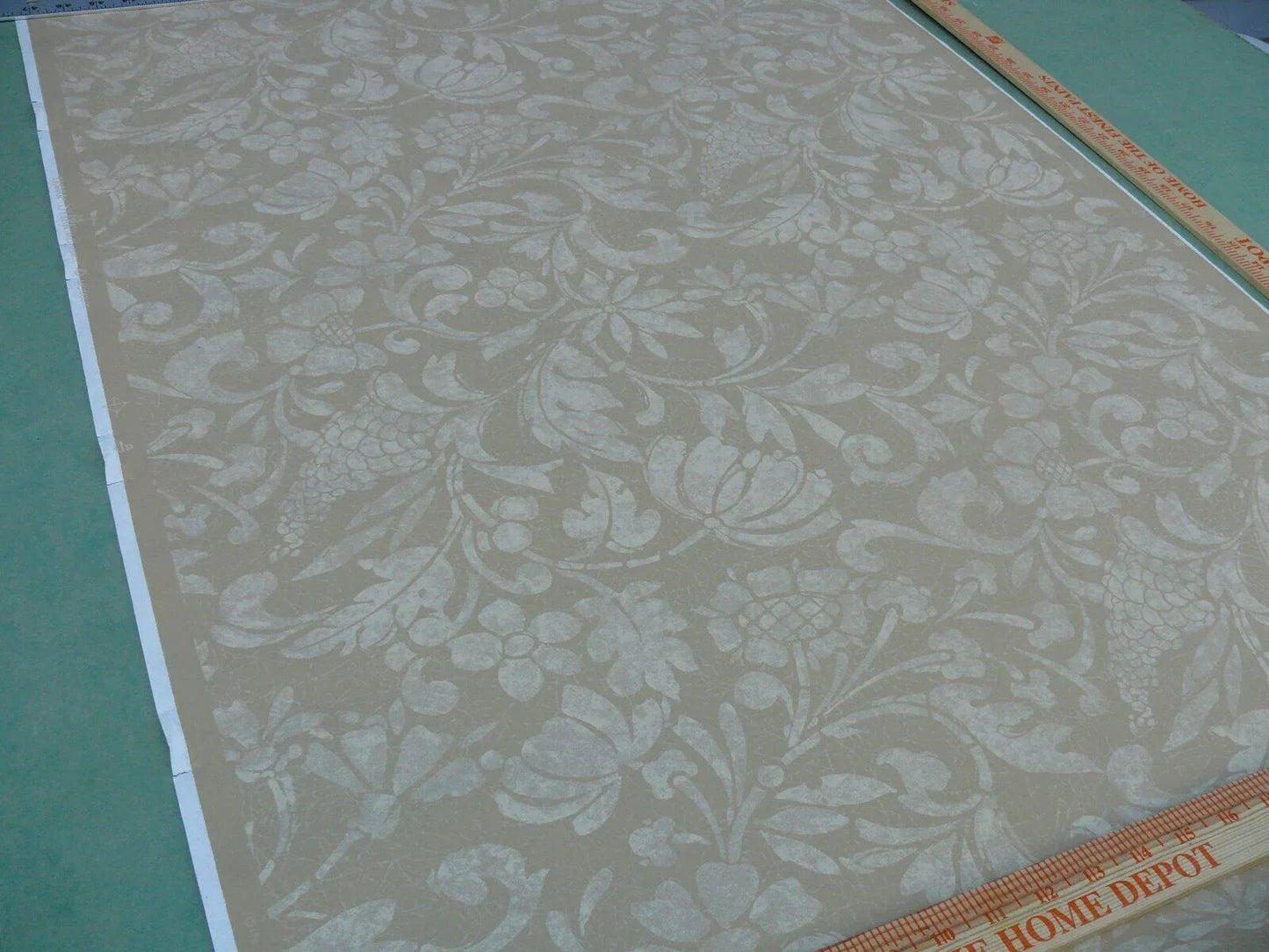 High End Wallpaper Scalamandre Tamira Fresco Crewel Sunflower Grapes Rose Artichoke Tan MSRP USD 88/single Roll Old World Weavers
