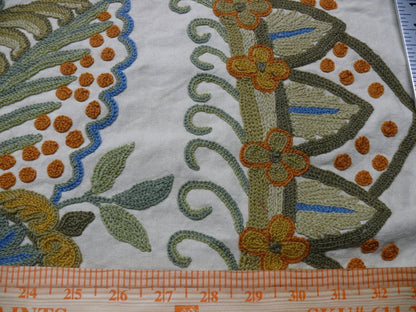 Scalamandre Magnificent Lalita Crewel  Antique Wool Rose Flower Black MSRP USD540/Y