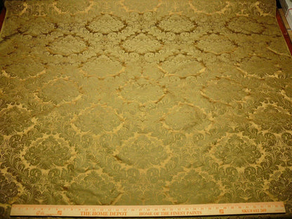 High Quality 100% Silk Damask Renaissance Classic Golden Olive Green Bronze