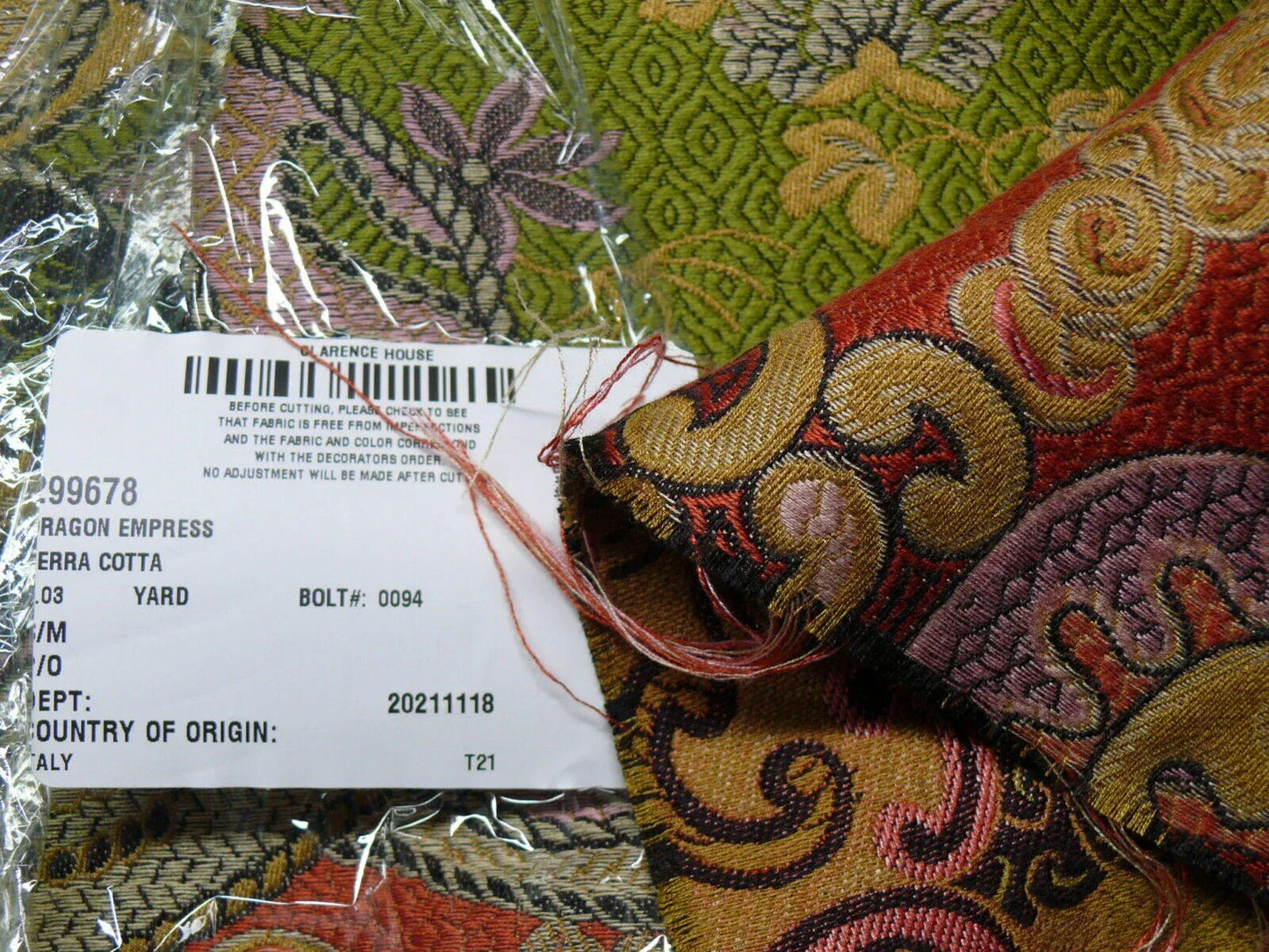 Clarence House Dragon Empress Woven Jacquard Pink Green By Yd MSRP USD 478/Y