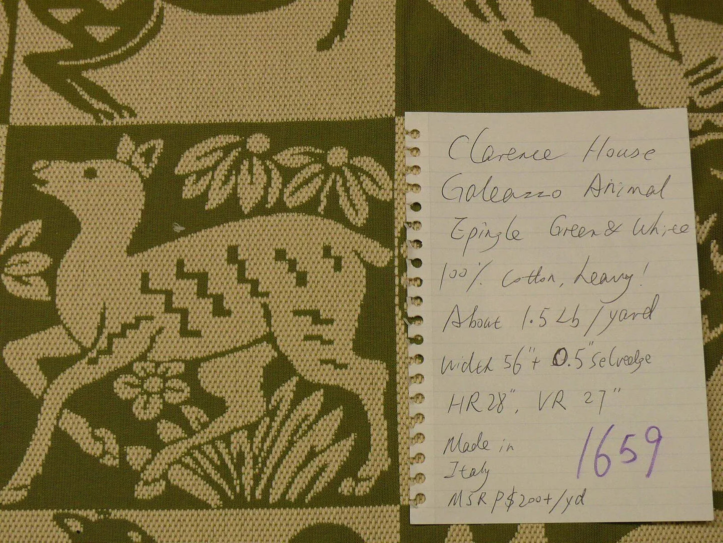 Clarence House "galeazzo" African Animal Epingle Green Lion Deer Dove Bird Hare Horse #1659