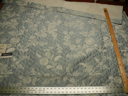 2.3y Scalamandre Lisetta Powder Blue Silk Embroidery Matelasse Quilted Blanket Bedcover White Crewel Flower Blue MSRP USD 478/Y