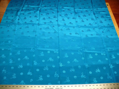 3y Sapphire Blue "magestic" Made In Hong Kong Peony &amp; Longevity Silk Brocade In Satin Finish By Blakely