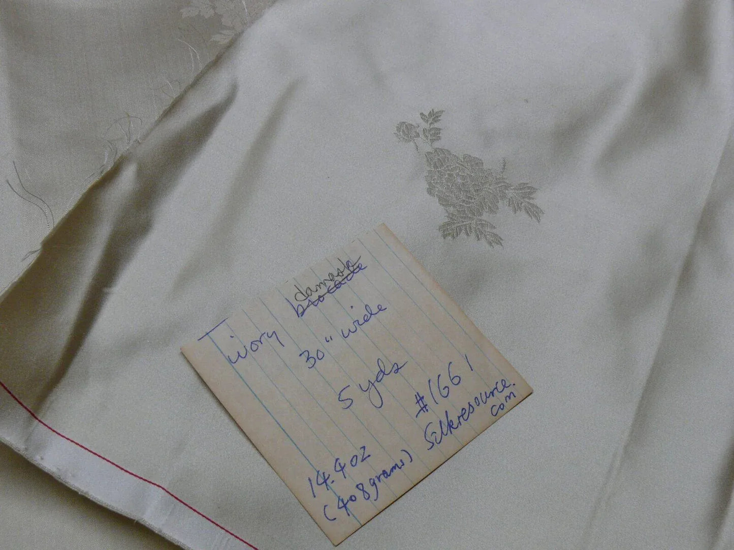 5y X 30"w Ivory White Peony Flower "ying Tai" Of Hong Kong Silk Brocade By Ying Tai Bespoke