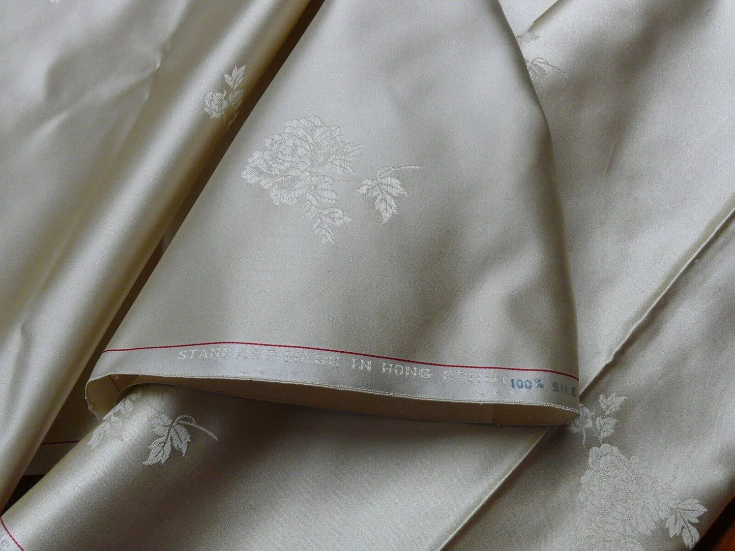 5y X 30"w Ivory White Peony Flower "ying Tai" Of Hong Kong Silk Brocade By Ying Tai Bespoke