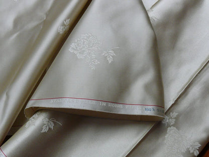 5y X 30"w Ivory White Peony Flower "ying Tai" Of Hong Kong Silk Brocade By Ying Tai Bespoke