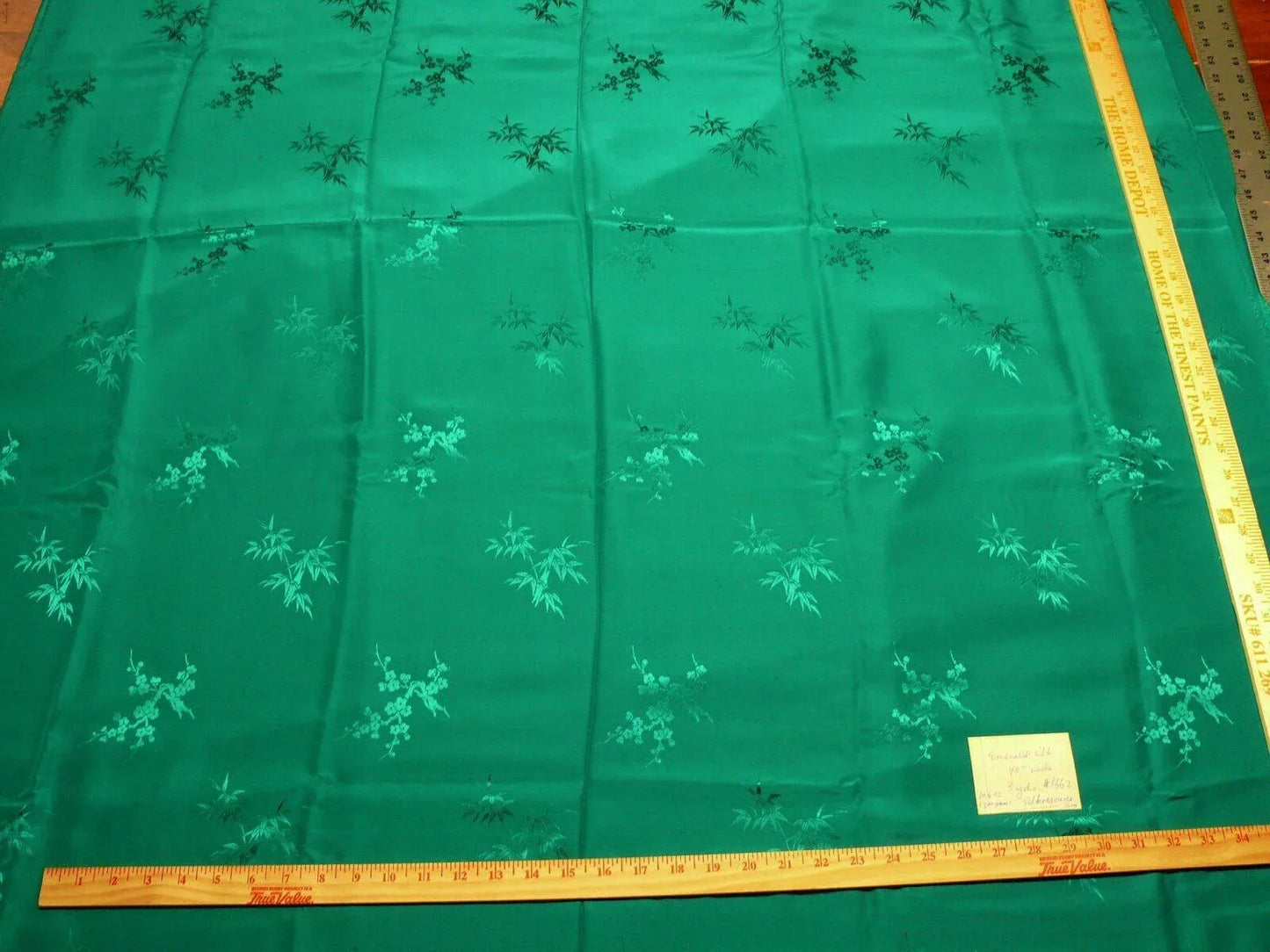 3y X 48" Emerald Green "standard" Made In Hong Kong Bamboo &amp; Winter Plum Silk Brocade By Blakely