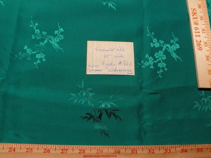 3y X 48" Emerald Green "standard" Made In Hong Kong Bamboo &amp; Winter Plum Silk Brocade By Blakely