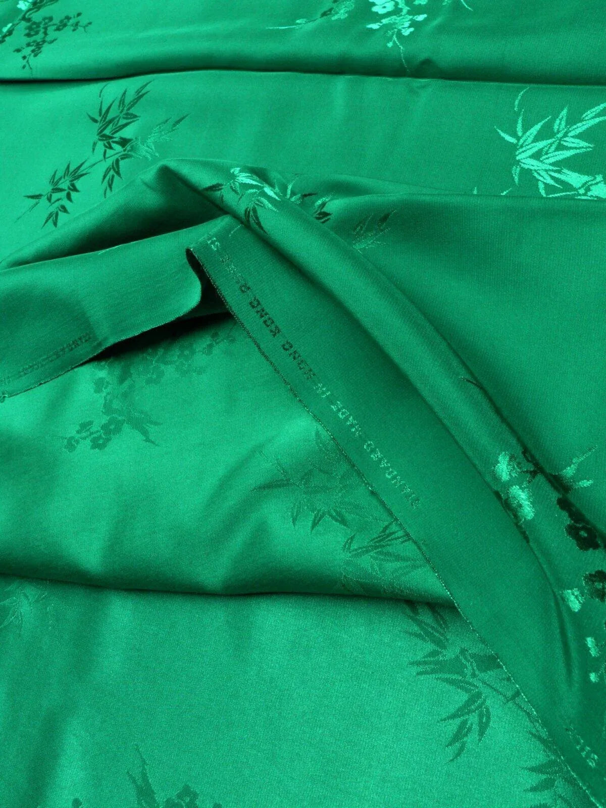 3y X 48" Emerald Green "standard" Made In Hong Kong Bamboo &amp; Winter Plum Silk Brocade By Blakely