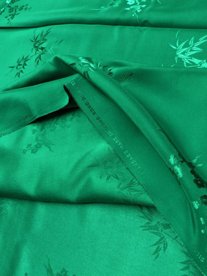 3y X 48" Emerald Green "standard" Made In Hong Kong Bamboo &amp; Winter Plum Silk Brocade By Blakely